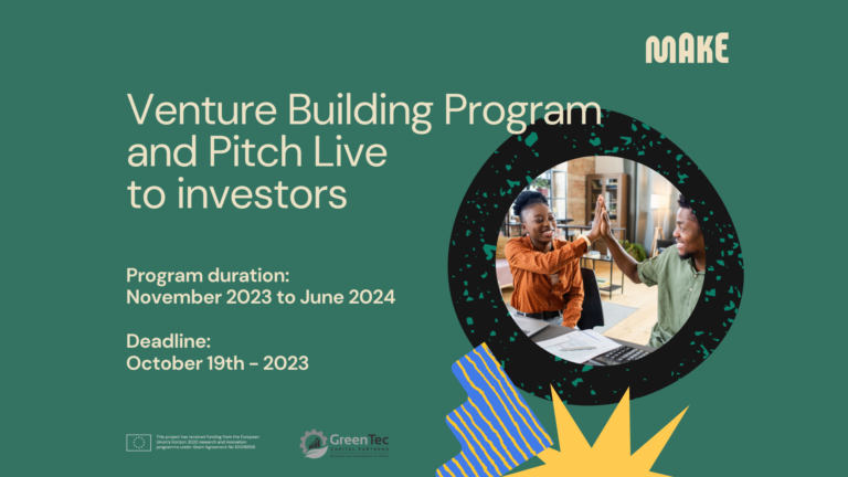 Applications are open! Join our Venture Building Program and Pitch Live to Investors